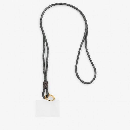 Laccio porta-cellulare/porta-card con strass – colore grigio scuro