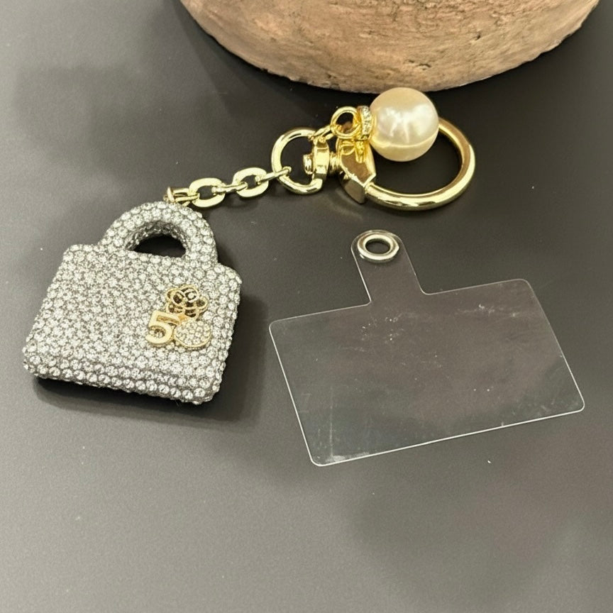 Portachiavi Borsetta Strass Argento