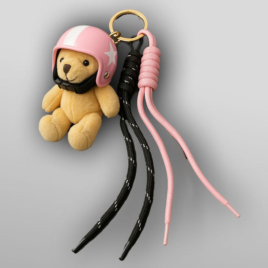 Portachiavi Orsetto con Casco Rosa