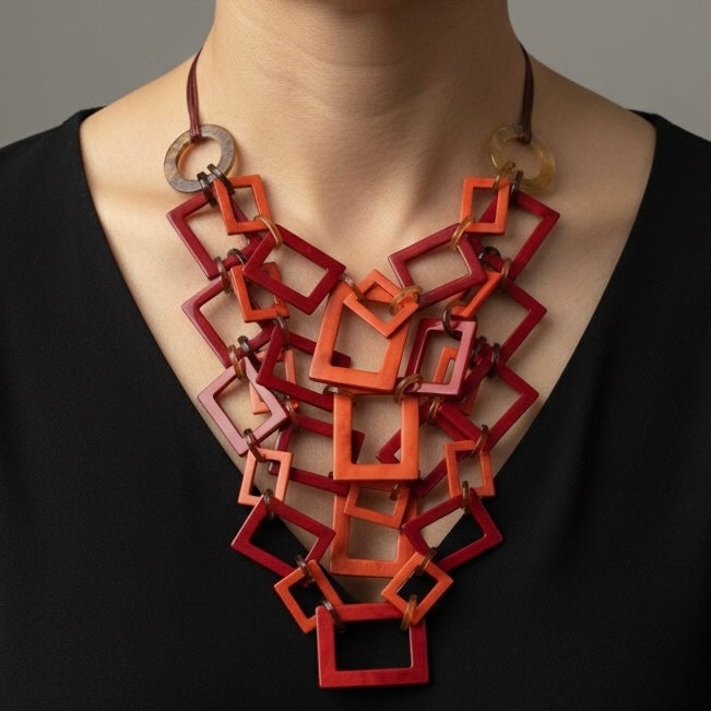 Collana in resina – Geometrica rossa