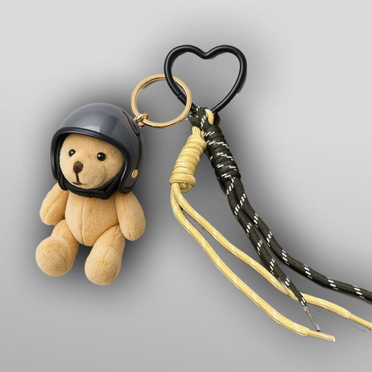 Portachiavi Orsetto con Casco Grigio